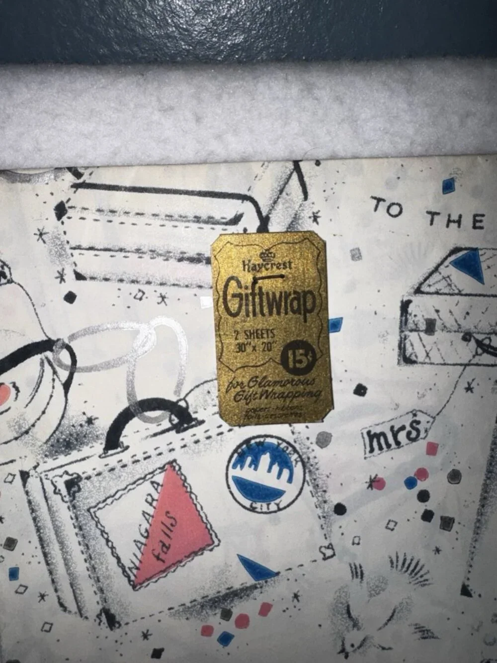 Vintage 1950s Kaycrest Wedding Newlywed  Gift Wrap Mr & Mrs New NOS 30”x20”